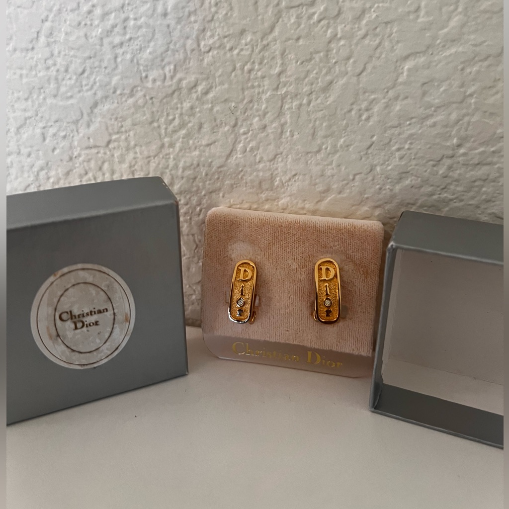 Vintage Dior Gold-Tone 'D' Clip Earrings